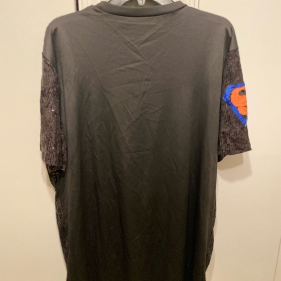 Worn 1x blk front sequined dress w logo on front & sides of both sleeves Sz L - Picture 2 of 6